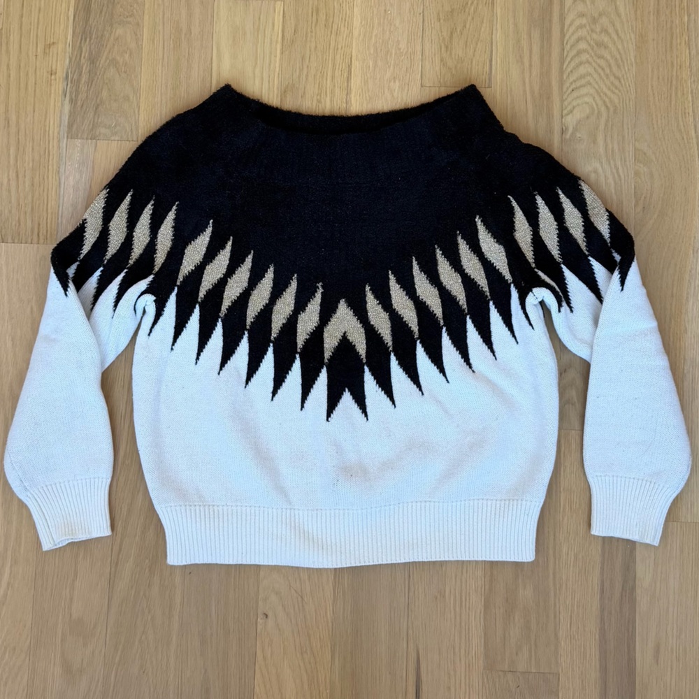 Express Black and Cream Women’s Sweater Size S